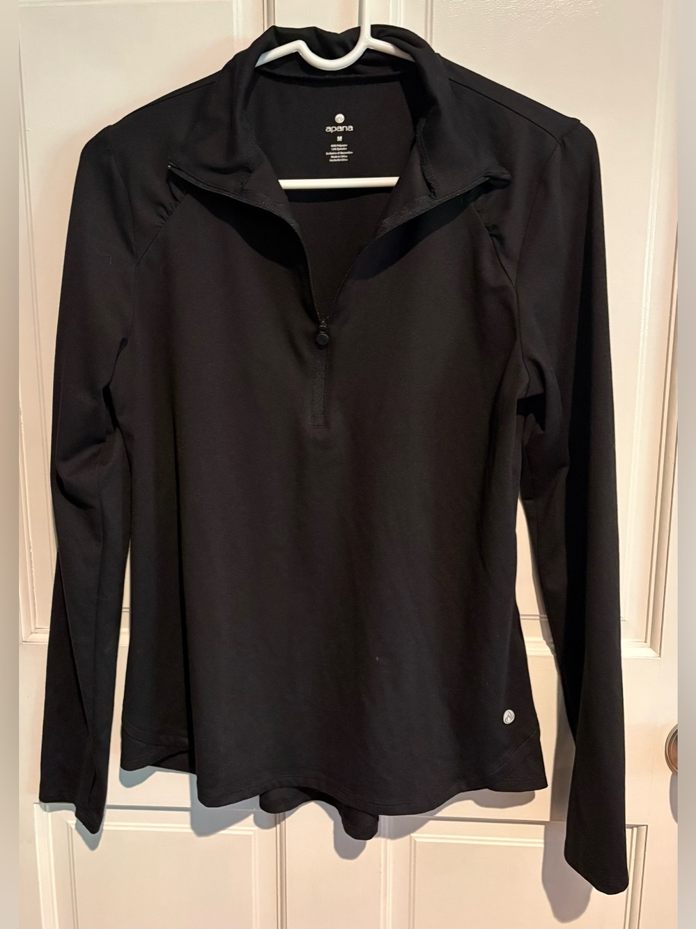Apana 1/4 Zip Athletic Pullover Size M Black Thumbhole Long Sleeve